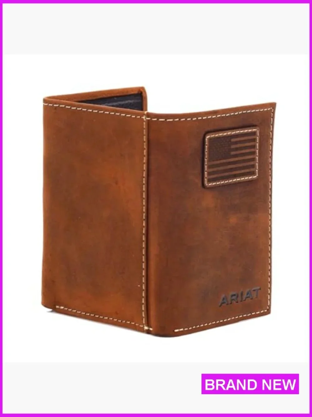 Tri-Fold Wallet Western Style Embroidered Patch Classic Men's Accessory